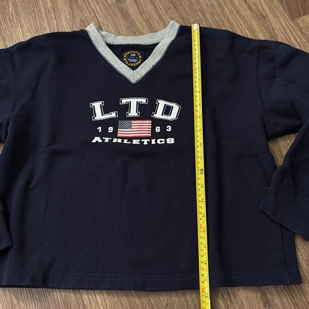 VTG 90s The Limited USA Flag Cropped Sweatshirt Americana Y2K Large LTD - Picture 5 of 7